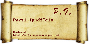 Parti Ignácia névjegykártya